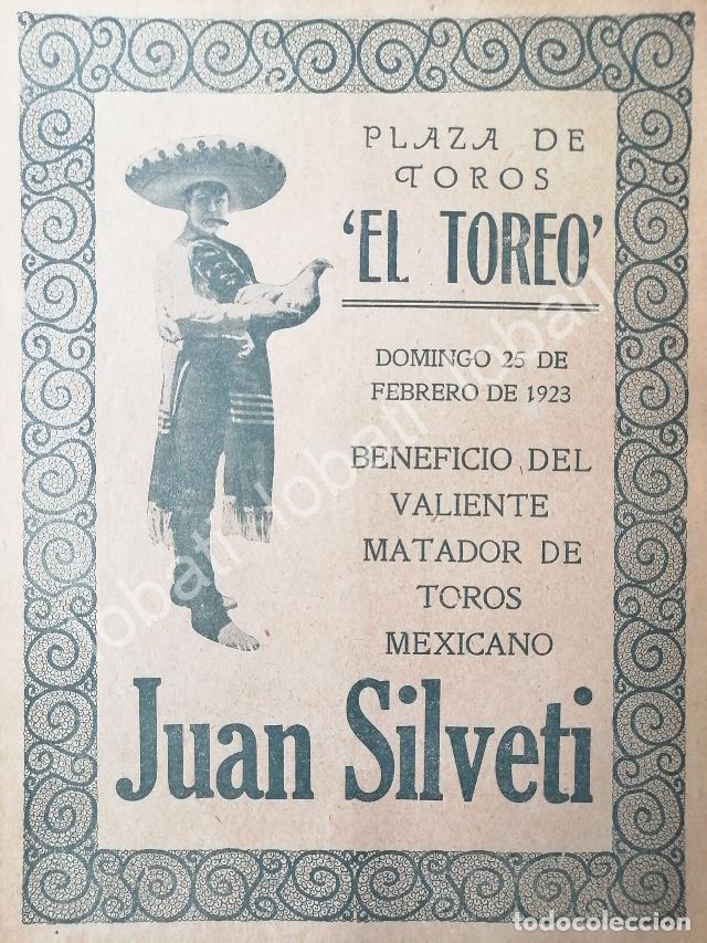 Poster collecting: CARTEL ANTIGUO ORIGINAL DE CARTEL PLAZA DE TOROS EL TOREO, 1923 JUAN SILVETI /38