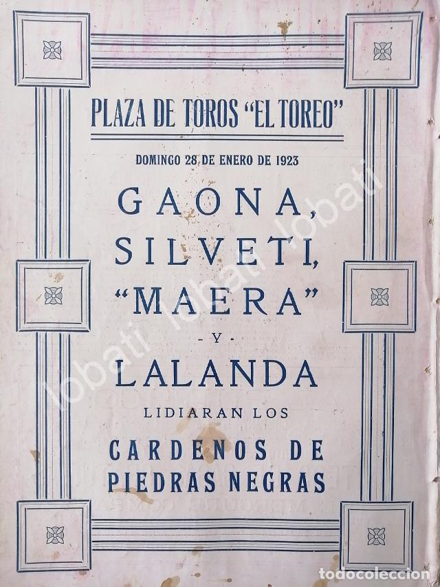 Poster collecting: CARTEL ANTIGUO ORIGINAL DE CARTEL PLAZA DE TOROS EL TOREO, 1923 GAONA, SILVETI ETC /42