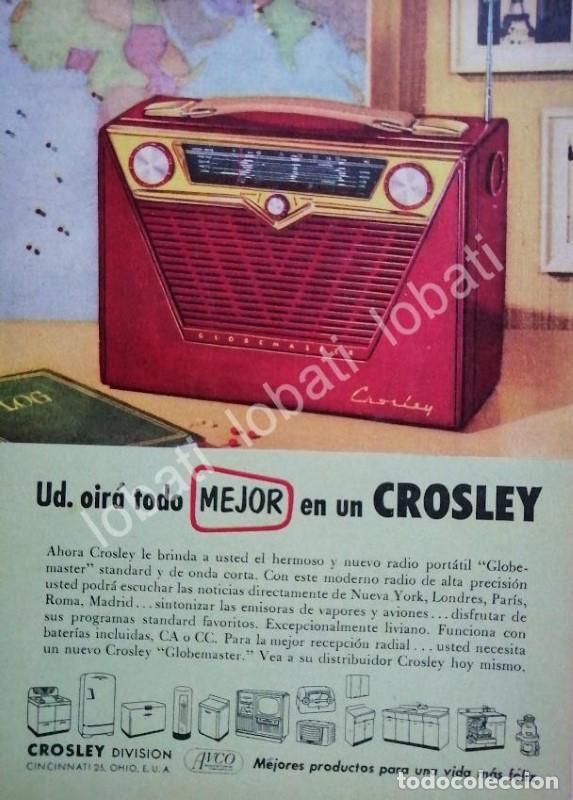 Poster collecting: CARTEL ANTIGUO ORIGINAL DE MINI CARTEL. RADIO CROSLEY GLOBE MASTER 1940s /53 /RARO