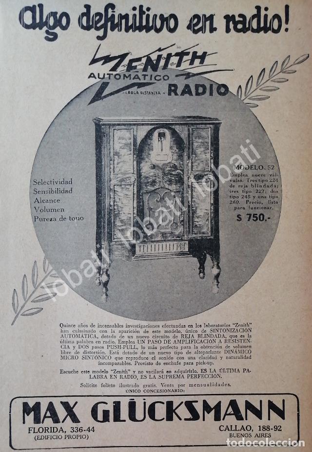 Poster collecting: CARTEL ANTIGUO ORIGINAL DE RADIO ZENITH MOD. 52, 1927 ARGENTINA /62