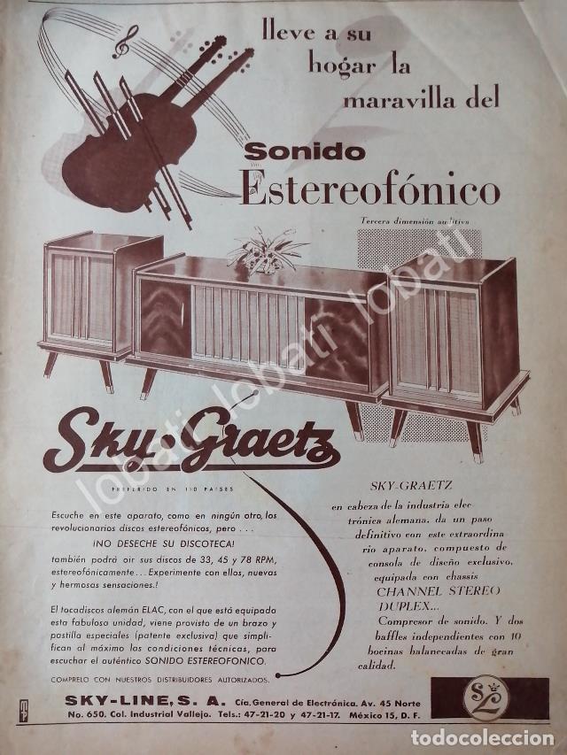 Sammeln von Plakaten: CARTEL ANTIGUO ORIGINAL DE RADIO CONSOLA SKY GRAETZ 1959 /107 /RARO