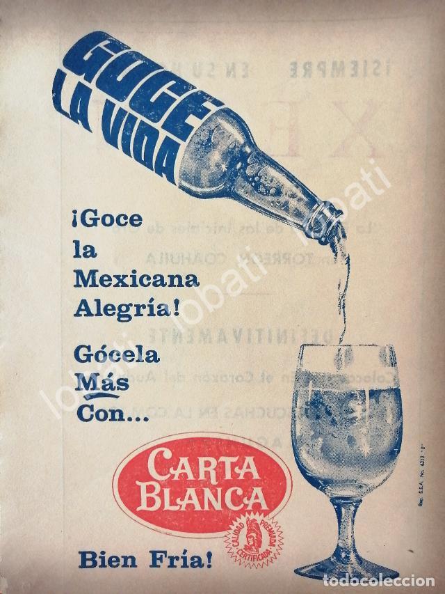 Collectionnisme d'affiches: CARTEL ANTIGUO ORIGINAL DE CERVEZA CARTA BLANCA 1967 /147