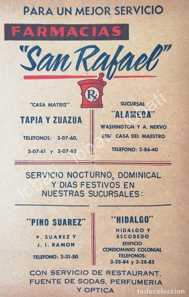 Collectionnisme d'affiches: CARTEL ANTIGUO ORIGINAL DE FARMACIA SAN RAFAEL MONTERREY 1950s /269 RARO