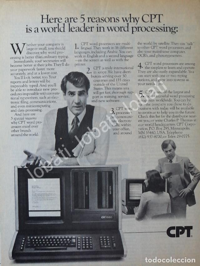 Poster collecting: CARTEL ANTIGUO ORIGINAL DE COMPUTADORAS CPT 8100 - 1982 / 142 MUY RARO OLDWARE