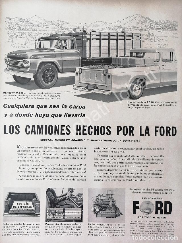 Poster collecting: CARTEL ANTIGUO ORIGINAL DE CAMIONETA FORD F-100 Y CAMIONES MERCURY 1958 /467