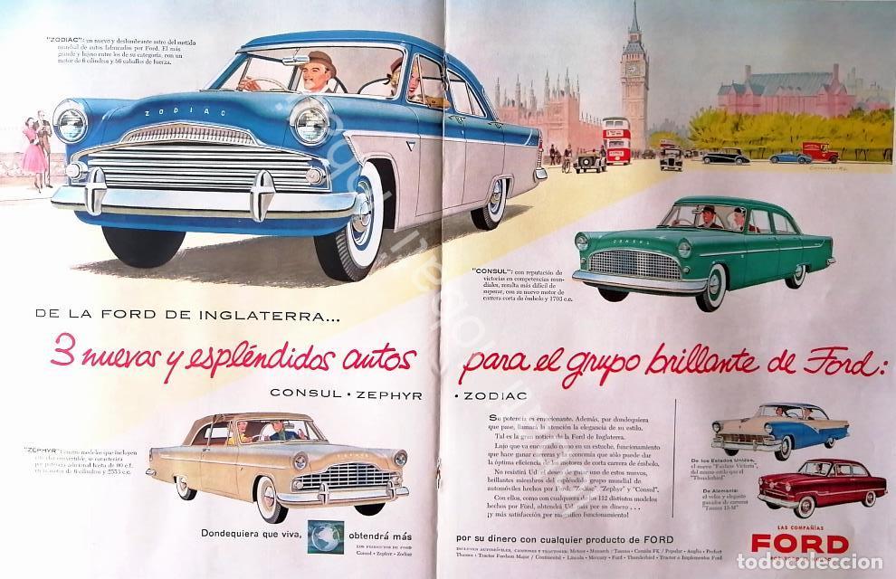 Poster collecting: CARTEL ANTIGUO ORIGINAL DE AUTOS FORD ZODIAC, CONSUL & ZEPHYR 1955 /483
