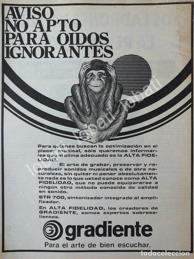 Colecionismo de cartazes: CARTEL ANTIGUO ORIGINAL DE EQUIPOS DE AUDIO GRADIENTE 1970s /169