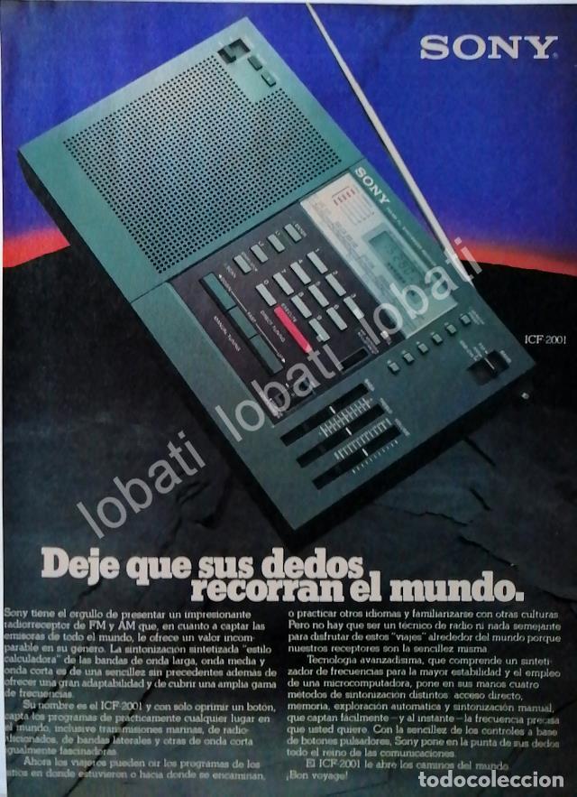 Colecionismo de cartazes: CARTEL ANTIGUO ORIGINAL DE RADIOS SONY ICF-2001 1980 /174