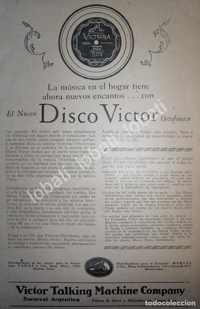 Colecionismo de cartazes: CARTEL ANTIGUO ORIGINAL DE LOS NUEVOS DISCOS VICTOR 1926 /186