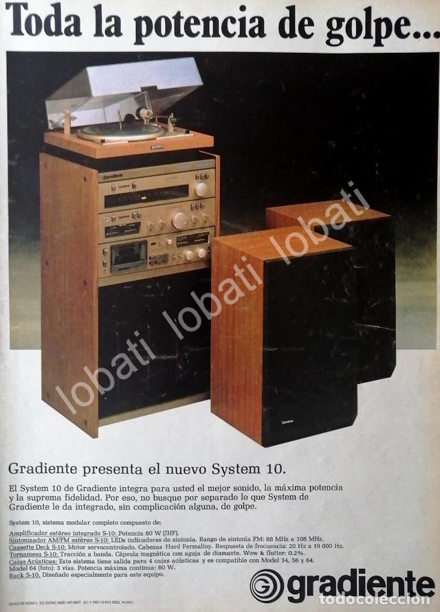 Collezionismo di affissi: CARTEL ANTIGUO ORIGINAL DE EQUIPO DE AUDIO GRADIENTE SYSTEM 10 1982/195