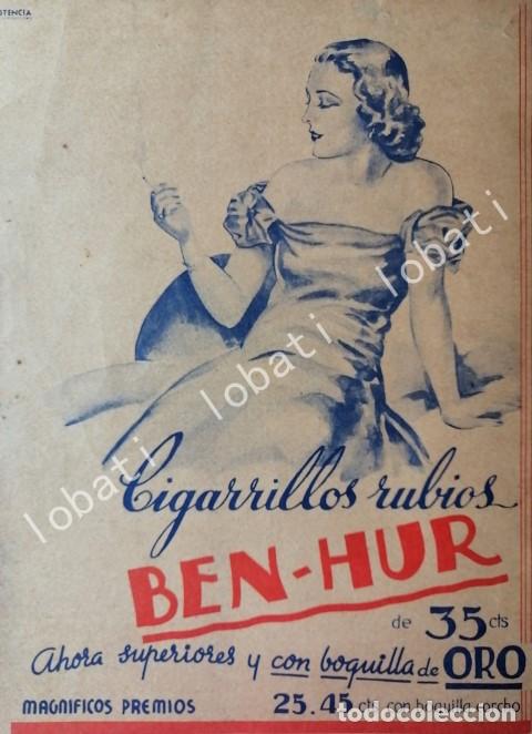 Coleccionismo de carteles: CARTEL ANTIGUO ORIGINAL DE CIGARROS BEN HUR 1937 /T273 RARO