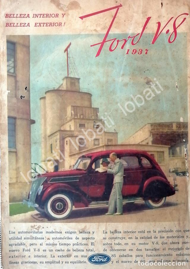 Sammeln von Plakaten: CARTEL ANTIGUO ORIGINAL DE AUTOS FORD V8 1937 /543 MUY RARO