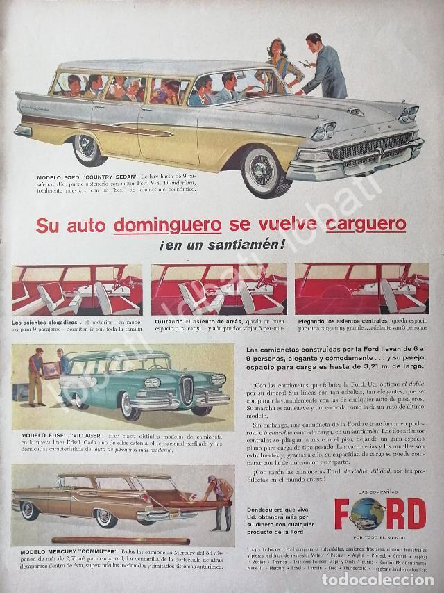 Sammeln von Plakaten: CARTEL ANTIGUO ORIGINAL DE AUTOS FORD COUNTRY SEDAN Y OTRAS VAGONETAS 1960s /556