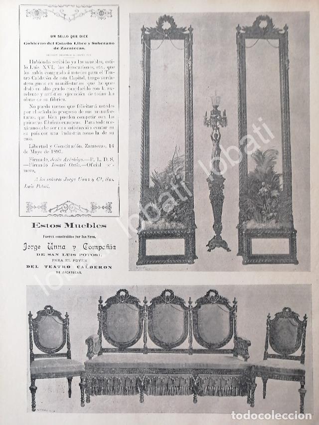 Sammeln von Plakaten: CARTEL ANTIGUO ORIGINAL DE MUEBLES JORGE UNNA PARA EL TEATRO CALDERON ZACATECAS 1895 /279