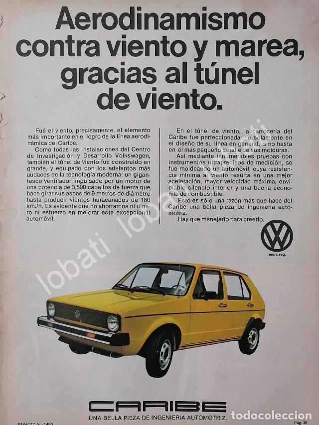 Poster collecting: CARTEL ANTIGUO ORIGINAL DE AUTOS VOLKSWAGEN CARIBE 1978 1RA GENERACION MEXICANA /33