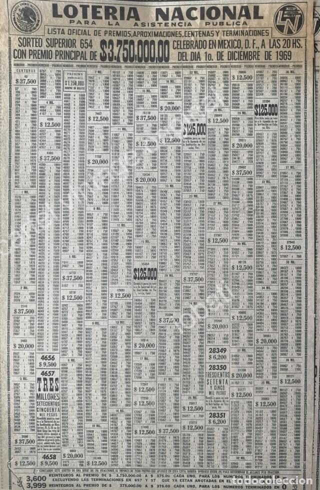 Poster collecting: CARTEL ANTIGUO ORIGINAL DE LISTA DE PREMIOS LOTERIA NACIONAL 1 DICIEMBRE 1969 /129