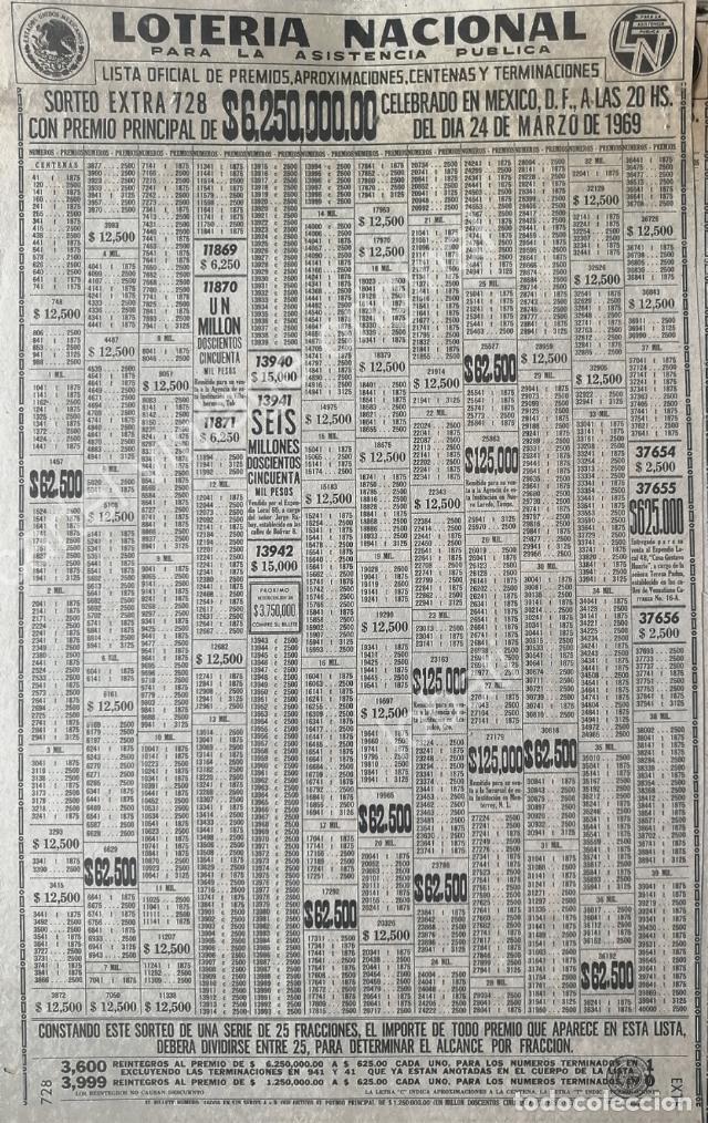 Poster collecting: CARTEL ANTIGUO ORIGINAL DE LISTA DE PREMIOS LOTERIA NACIONAL 24 MARZO 1969 /130