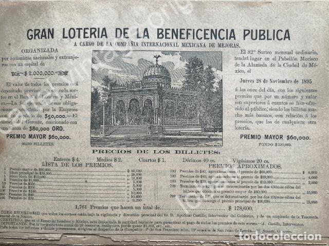 Poster collecting: CARTEL ANTIGUO ORIGINAL DE LOTERIA NACIONAL 1895 Y EL KIOSCO MORISCO /140