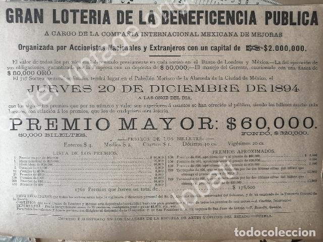 Poster collecting: CARTEL ANTIGUO ORIGINAL DE LOTERIA NACIONAL DICIEMBRE 1894 /150