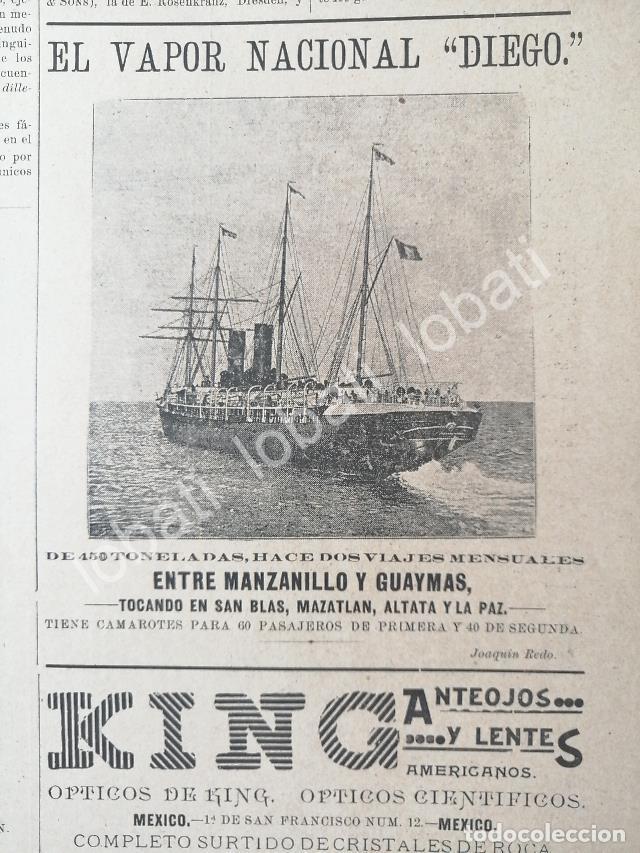 Poster collecting: CARTEL ANTIGUO ORIGINAL DE MINI CARTEL. BUQUE VAPOR NACIONAL DIEGO 1895 /377 SUPER RARO