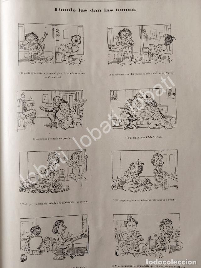 Poster collecting: CARTEL ANTIGUO ORIGINAL DE TIRA COMICA ANTIGUA 1895 DONDE LAS DAN LAS TOMAN