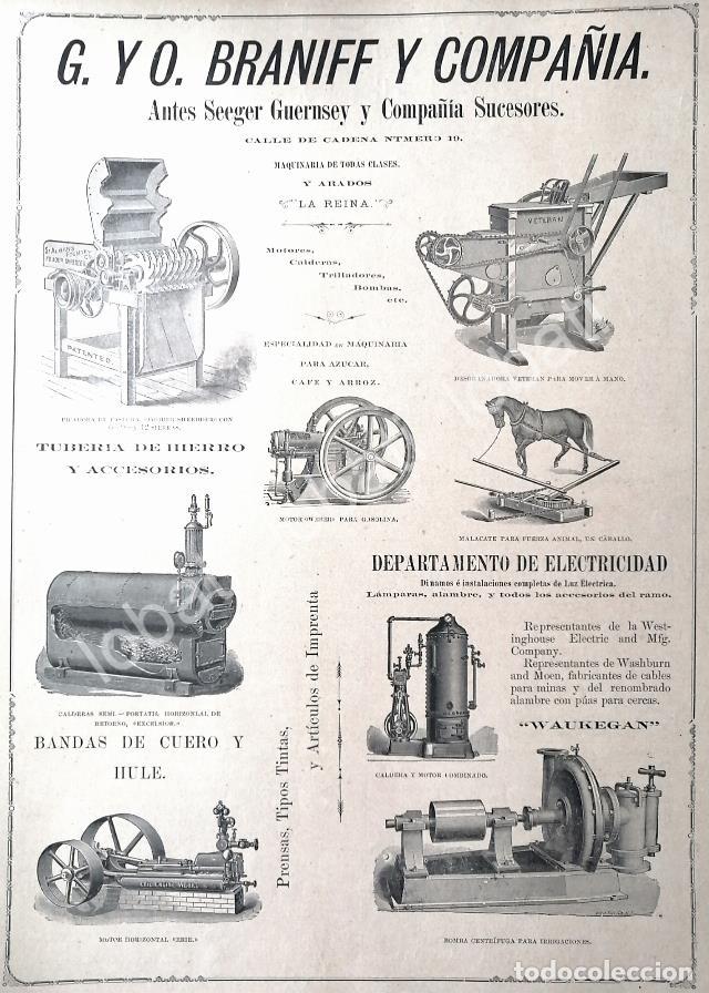 Coleccionismo de carteles: CARTEL ANTIGUO ORIGINAL DE TIENDA. G Y O. BRANNIFF Y COMPA&Ntilde;IA 1894 /380 SUPER RARO