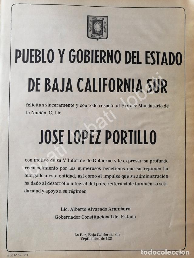 Coleccionismo de carteles: CARTEL ANTIGUO ORIGINAL DE BAJA CALIFORNIA SUR FELICITA A JOSE LOPEZ PORTILLO 1981 /66