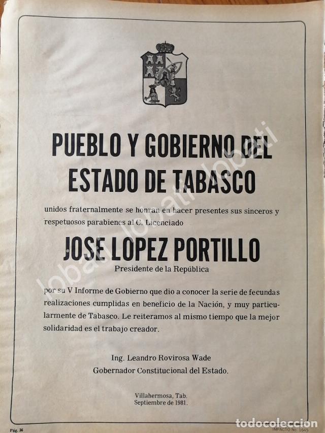 Coleccionismo de carteles: CARTEL ANTIGUO ORIGINAL DE GOBIERNO DE TABASCO FELICITA A JOSE LOPEZ PORTILLO 1981 /67