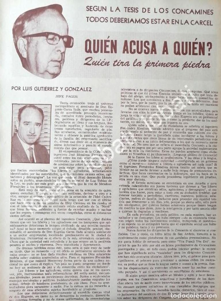 Poster collecting: CARTEL ANTIGUO ORIGINAL DE CONTROVERSIA SOBRE MUERTE DE AUGENIO GARZA SADA OCT 1973 /fep