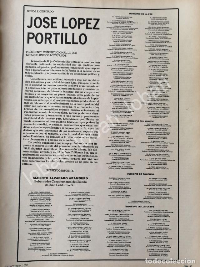 Poster collecting: CARTEL ANTIGUO ORIGINAL DE CARTA DE BAJA CALIFORNIA SUR A LOPEZ PORTILLO 1982 /N86