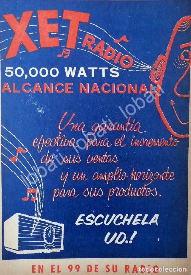 Collectionnisme d'affiches: CARTEL ANTIGUO ORIGINAL DE RADIO DIFUSORA XET RADIO MONTERREY 1960s /32
