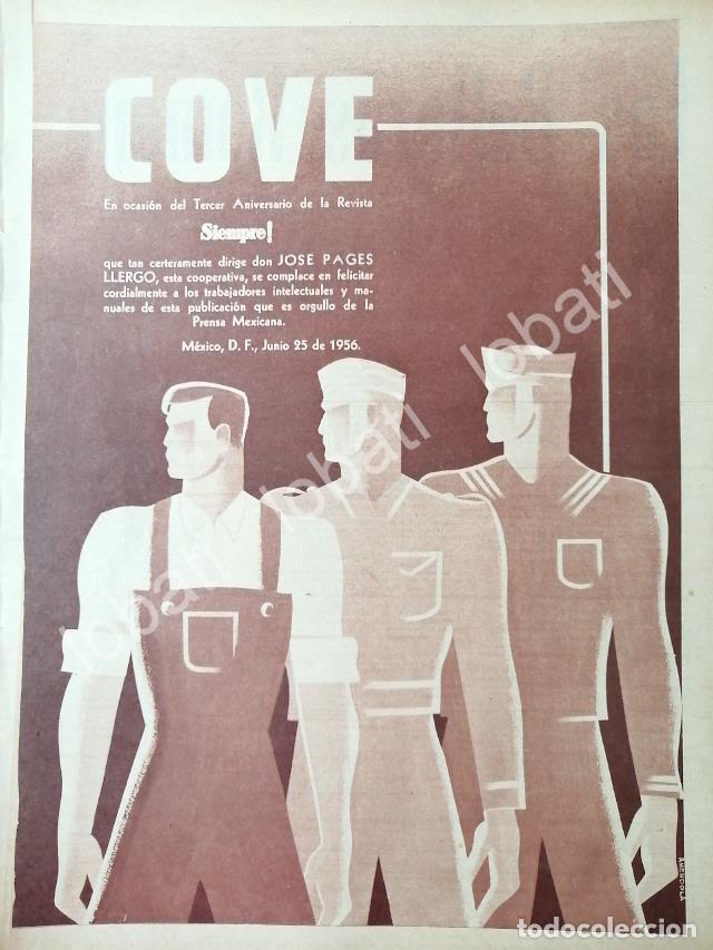 Collectionnisme d'affiches: CARTEL ANTIGUO ORIGINAL DE ROPA Y UNIFORMES COVE S.A FELICITA A LA REVISTA SIEMPRE 1956 /413