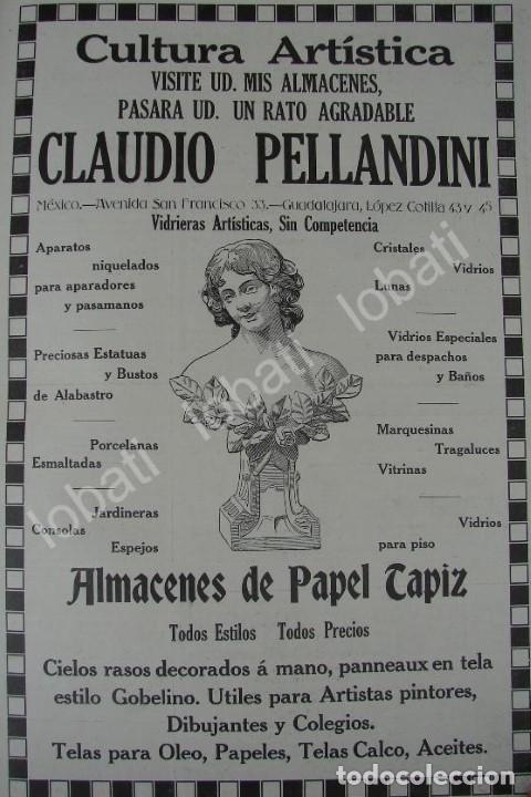 Collectionnisme d'affiches: CARTEL ANTIGUO ORIGINAL DE TIENDA DE DECORACION CLAUDIO PELLANDINI 1909 /180