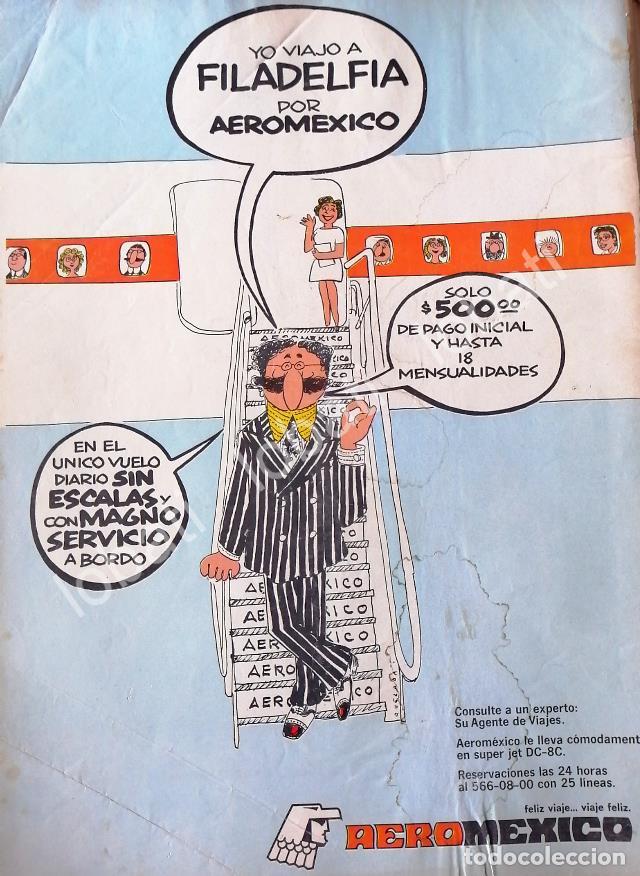 Collectionnisme d'affiches: CARTEL ANTIGUO ORIGINAL DE AEROLINAS AEROMEXICO 1973 DIBUJO DE ABEL QUEZADA /436