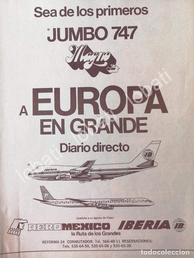 Collectionnisme d'affiches: CARTEL ANTIGUO ORIGINAL DE AEROLINAS AEROMEXICO ESTRENA AVION JUMBO 747 /438 MUY RARO