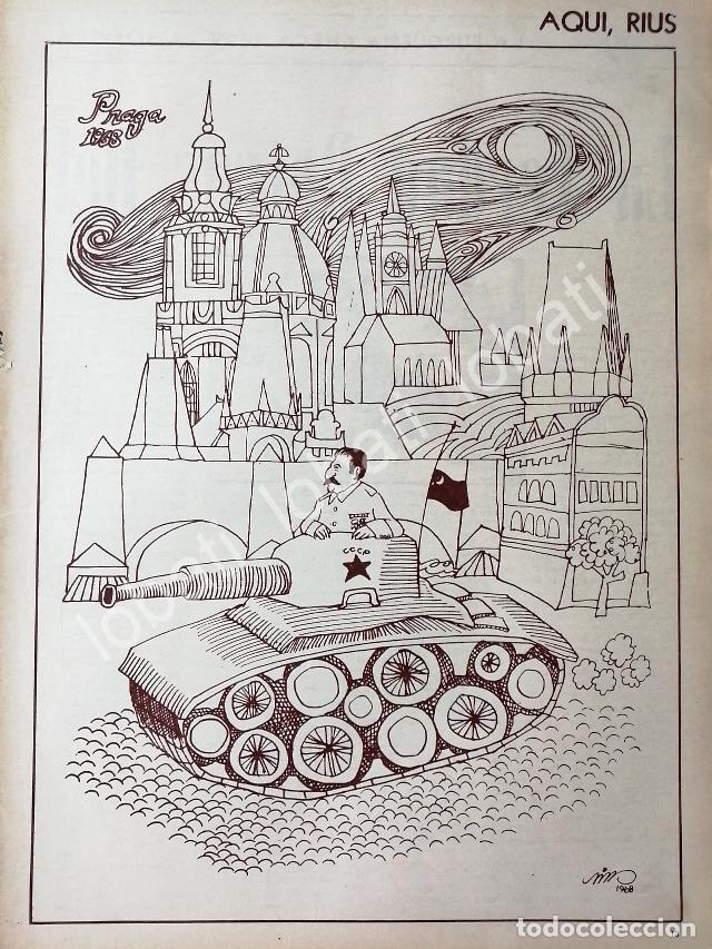 Collectionnisme d'affiches: CARTEL ANTIGUO ORIGINAL DE CARICATURA VINTAGE DE RIUS. LA PRIMAVERA DE PRAGA 1968
