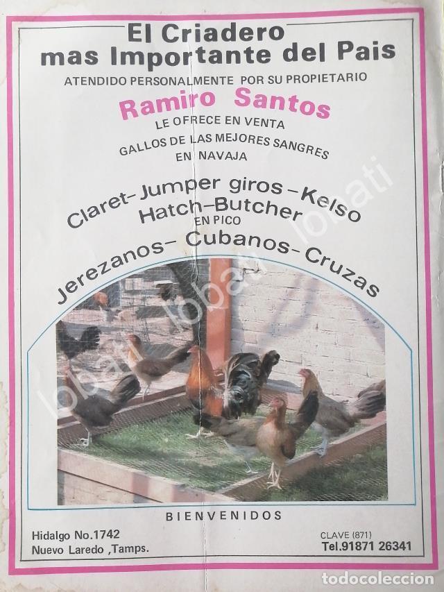 Collectionnisme d'affiches: CARTEL ANTIGUO ORIGINAL DE CRIADERO DE GALLOS DE PELEA DE RAMIRO SANTOS 1987 /448