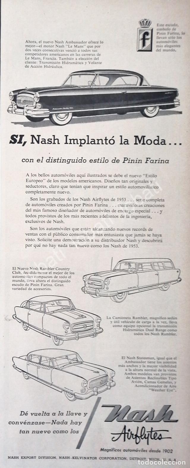 Collectionnisme d'affiches: CARTEL ANTIGUO ORIGINAL DE AUTOS NASH VARIOS 1954 /195