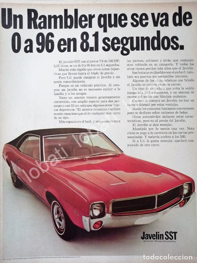 Sammeln von Plakaten: CARTEL ANTIGUO ORIGINAL DE AUTOS AMERICAN JAVELIN SST 1967 1RA EDICION /216 RARO