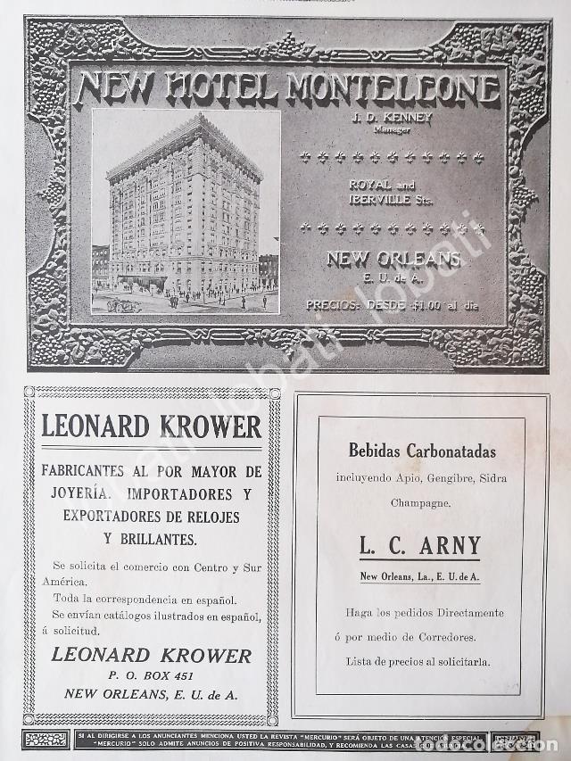 Sammeln von Plakaten: CARTEL ANTIGUO ORIGINAL DE HOTEL MONTELEONE Y OTRAS 1913 /494 SUPER RARO