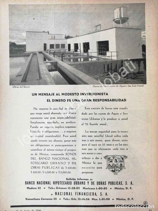 Sammeln von Plakaten: CARTEL ANTIGUO ORIGINAL DE BANCO NACIONAL HIPOTECARIO Y NUEVA PLANTA DE AGUA SAN LUIS POTOSI 1946 /1