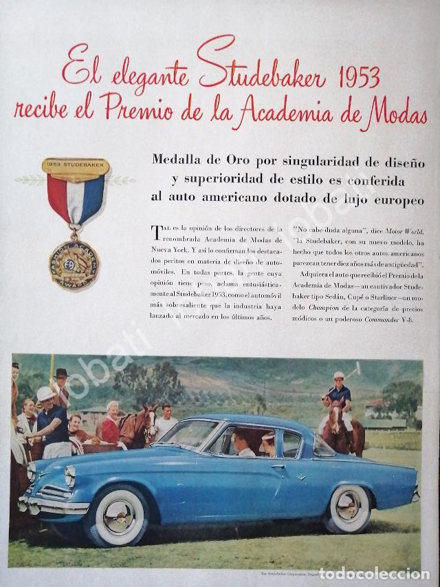 Sammeln von Plakaten: CARTEL ANTIGUO ORIGINAL DE AUTOS STUDEBAKER 1953 RECIBE PREMIO /240