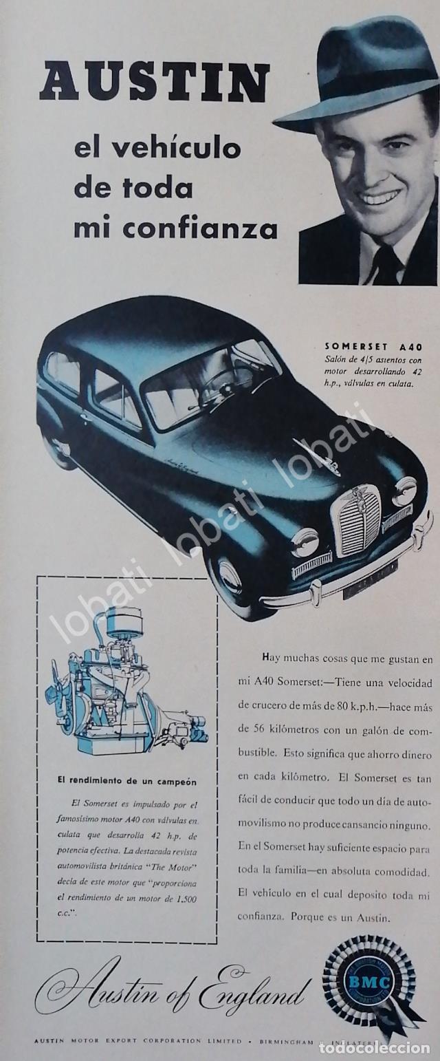 Sammeln von Plakaten: CARTEL ANTIGUO ORIGINAL DE AUTOS BMC AUSTIN SOMERSET A40 1953 /246 RARO