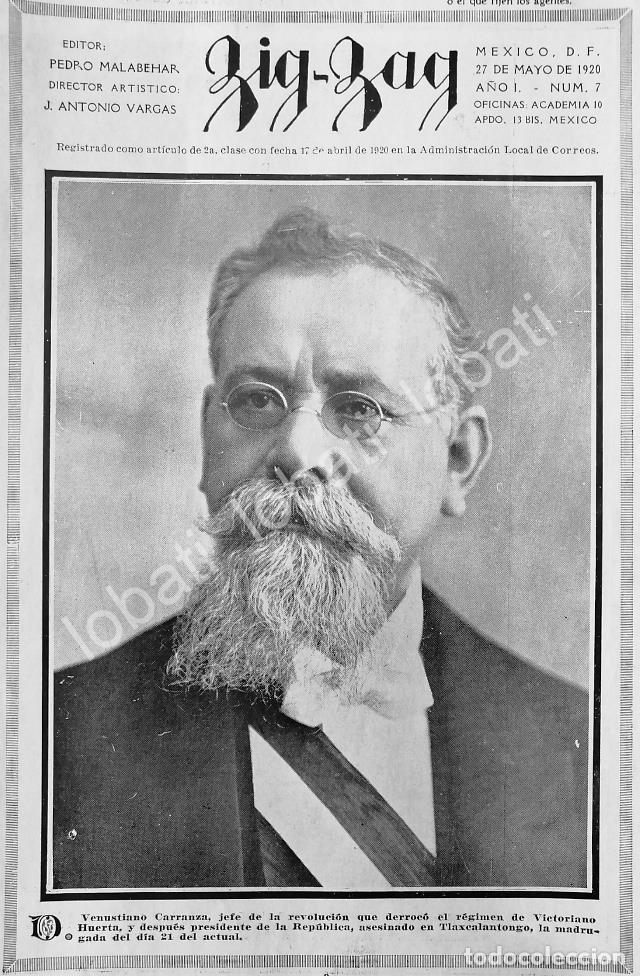 Sammeln von Plakaten: CARTEL ANTIGUO ORIGINAL DE NOTA ANTIGUA FUNERALES DE VENUSTIANO CARRANZA 1920