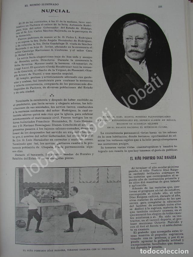 Coleccionismo de carteles: CARTEL ANTIGUO ORIGINAL DE NI&Ntilde;O PORFIRIO DIAZ RAIGOSA PRACTICANDO ESGRIMA Y MAS 1909