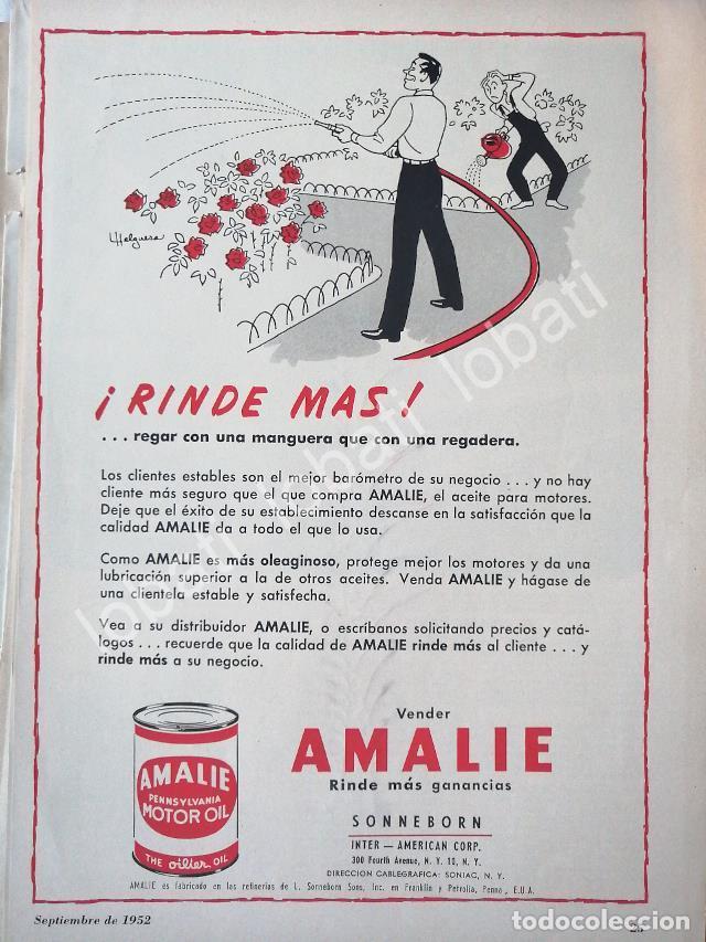 Sammeln von Plakaten: CARTEL ANTIGUO ORIGINAL DE LUBRICANTES AMALIE CON DIBUJO DE JESUS HELGUERA 1952 /35