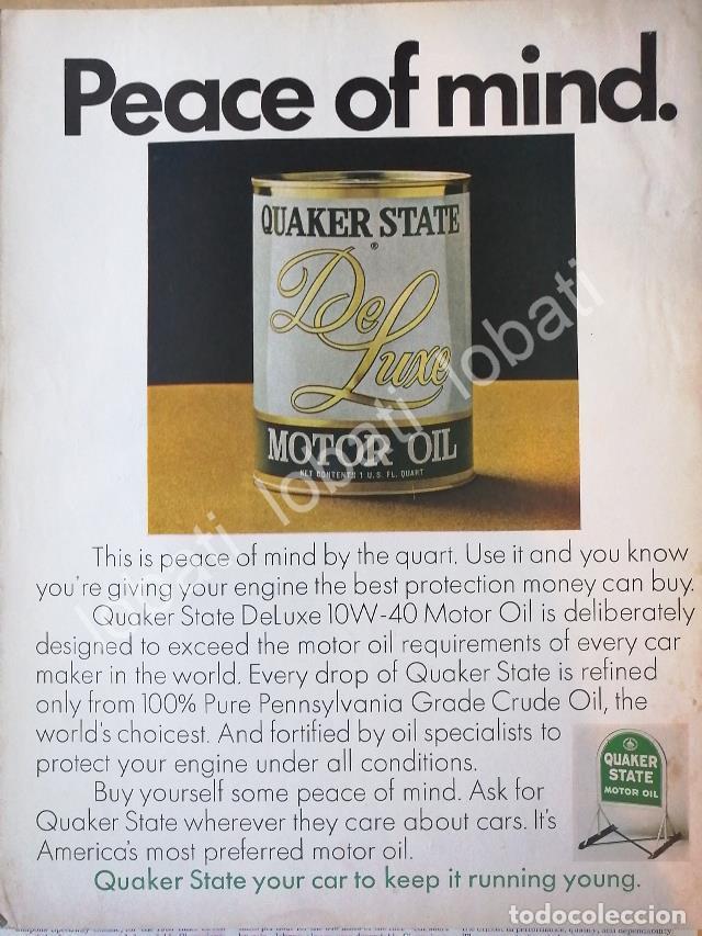 Sammeln von Plakaten: CARTEL ANTIGUO ORIGINAL DE ACEITES LUBRICANTES QUAKER STATE DE LUXE 1971 /43