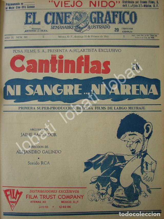 Coleccionismo de carteles: CARTEL ANTIGUO ORIGINAL DE AFICHE DE LA PELICULA NI SANGRE NI ARENA, CANTINFLAS 1941