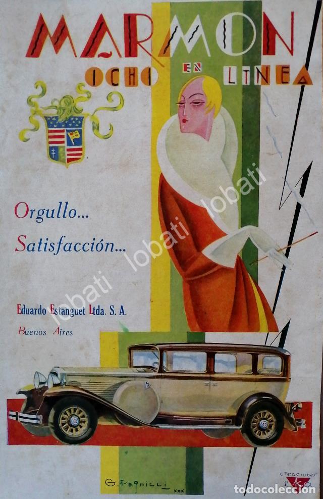 Colecionismo de cartazes: CARTEL ANTIGUO ORIGINAL DE AUTOS MARMON 8, ART NOUVEAU 1930 DIBUJO DE G. FANILLI