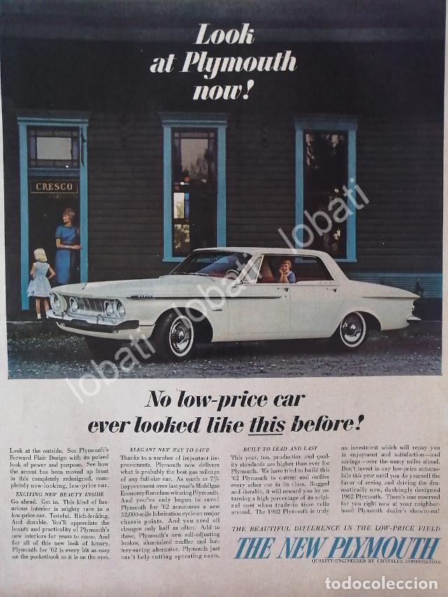 Poster collecting: CARTEL ANTIGUO ORIGINAL DE AUTOS CHRYSLER PLYMOUTH 1962 /142